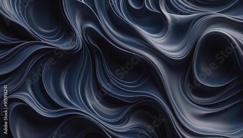 Midnight Blue Fluid Waves Abstract Organic Texture Pattern