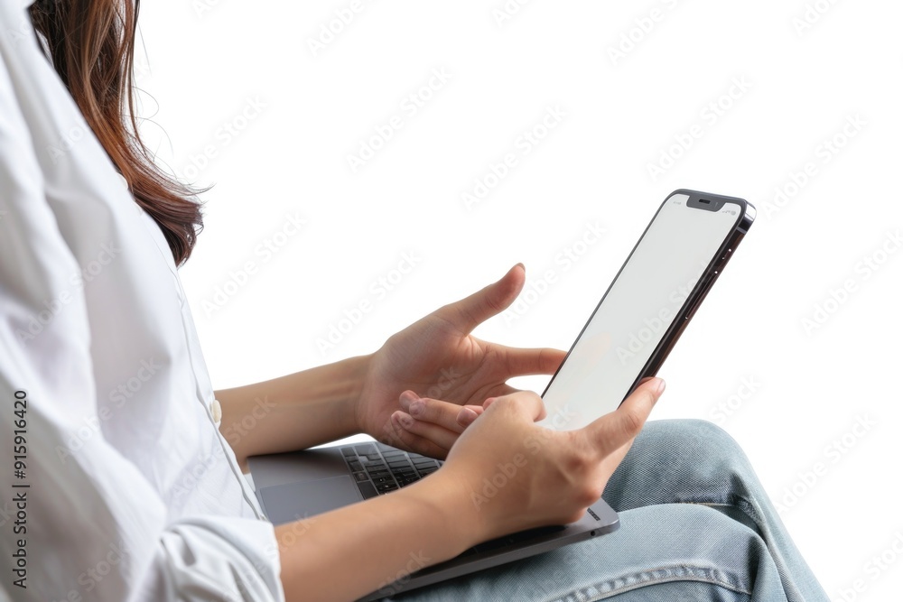 A person sitting on a couch with a tablet computer, possibly working or browsing A person sitting on a couch with a tablet computer, possibly working or browsing