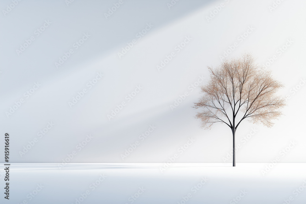 Obraz premium Lone Tree in Serene Winter Landscape