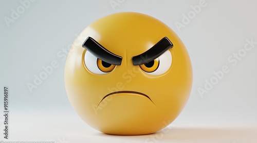 A 3D-rendered angry face emoticon with furrowed brows and a frown, conveying frustration or displeasure.