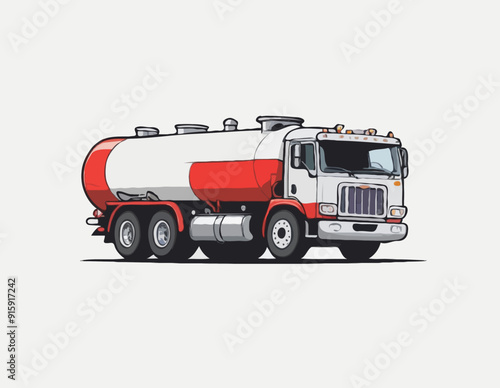 Cartoon semi tanker truck isolated on white background