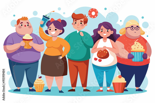 Five individuals share joyful moments while indulging in a variety of delicious treats at a lively gathering