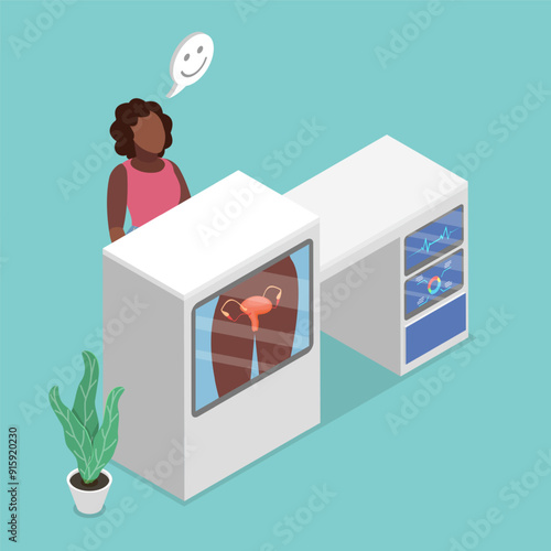 3D Isometric Flat Vector Illustration of Gynecology Check Up, Health Care and Medicine