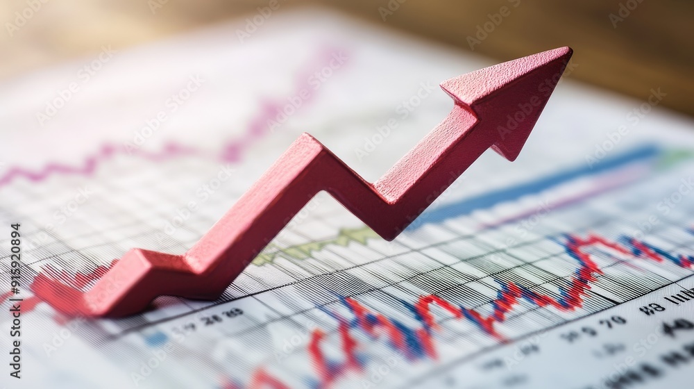 An arrow pointing upwards on a financial chart, symbolizing positive economic trends and recovery. An arrow pointing upwards on a financial chart, symbolizing positive economic trends and recovery.