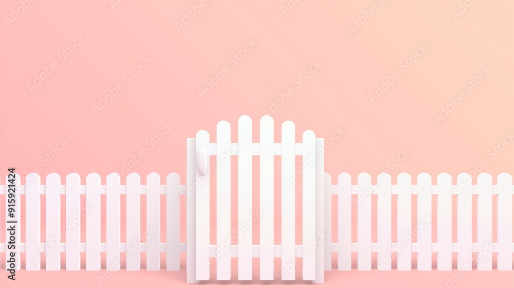 2D illustration of a wooden fence with a gate with basic shapes on a neutral color background in a simplicity of drawing in a minimalist vector style 2D illustration of a wooden fence with a gate with basic shapes on a neutral color background in a simplicity of drawing in a minimalist vector style