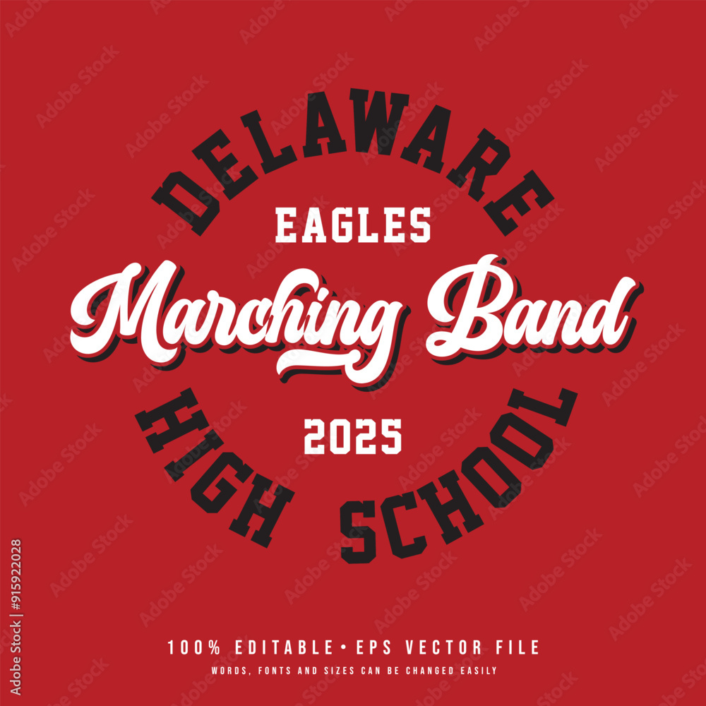 Photo Art Print Delaware marching band college t shirt design printable text effect vector Mi