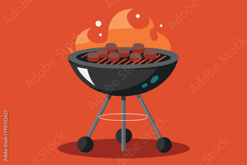 Charcoal flames rise as various meats sizzle on a grill, creating a lively atmosphere for an enjoyable outdoor barbecue experience