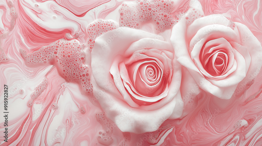 Wall Decorated With Ceramic Pink and White Tones Color Marble. Pink Rose Flowers Pattern. Marble shapes for decoration. Pink and White Tones Color Marble Swirls and Agate Waves. Wall Decorated With Ceramic Pink and White Tones Color Marble. Pink Rose Flowers Pattern. Marble shapes for decoration. Pink and White Tones Color Marble Swirls and Agate Waves.