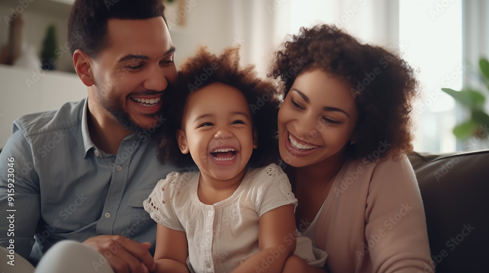 A joyful family moment with parents and their smiling child at home. A joyful family moment with parents and their smiling child at home.