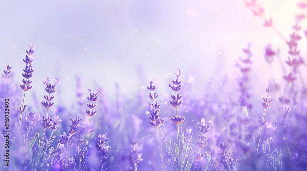Naklejka premium Lavender Field in a Soft, Dreamy Light