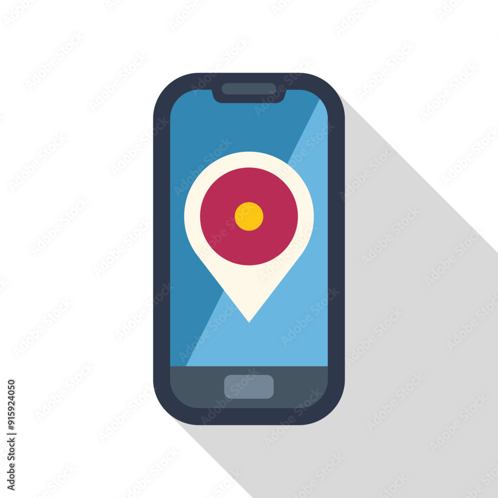Smartphone is displaying a location pin, indicating an active navigation or gps tracking app Smartphone is displaying a location pin, indicating an active navigation or gps tracking app
