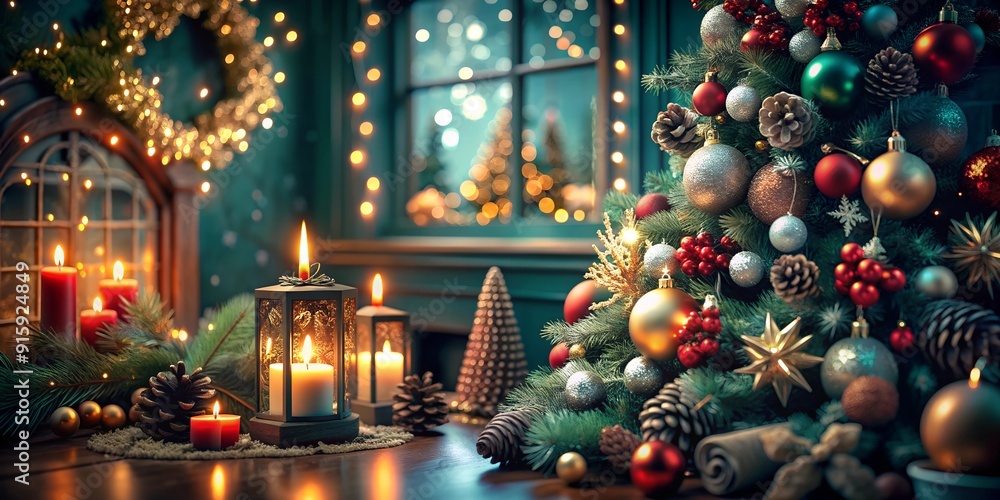 Fototapeta premium christmas tree with candles