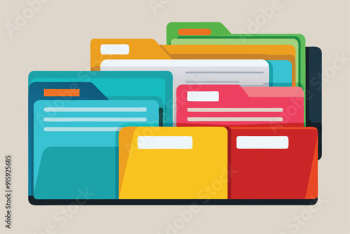 A variety of colorful file folders arranged neatly, showcasing different colors and sizes, ideal for organizing important documents effectively