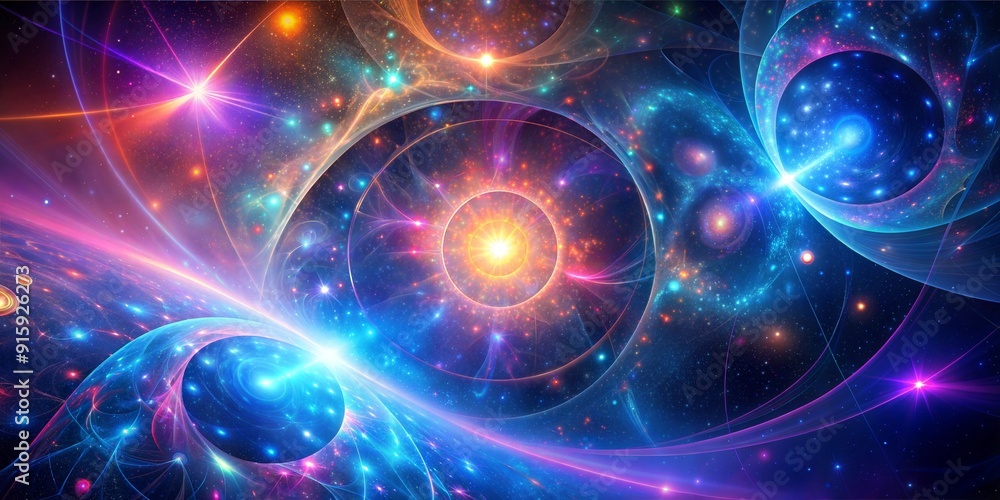 Obraz premium Abstract neon fractal wallpaper with space