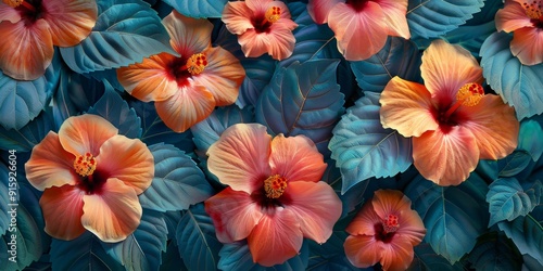 Wallpaper Mural Tropical Flowers, Colorful Leaves, Floral Design, Nature Artwork Torontodigital.ca