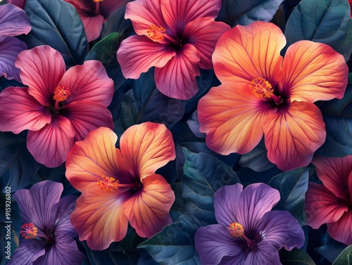 Vibrant Pink and Purple Flowers in Bloom