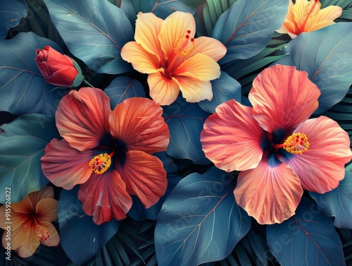 Wallpaper Mural Vibrant Hawaiian Flowers in a Garden Torontodigital.ca