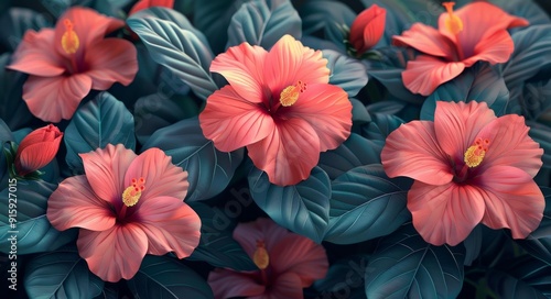 Wallpaper Mural Vibrant Pink Flowers in a Garden Torontodigital.ca