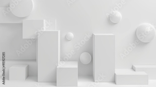 Abstract White Geometric Shapes with Modern Minimalist Design