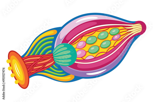 A colorful diagram illustrates the structure of skeletal muscle, showcasing various components and their functions in an educational context