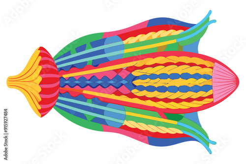 Vibrant illustration of skeletal muscle anatomy, highlighting its colorful structure and fibers against a clean white background for educational purposes
