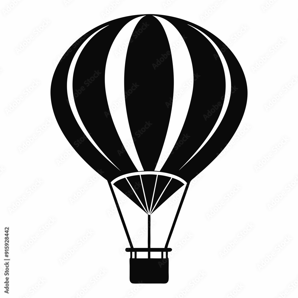 Naklejka premium Hot Air Balloon, hot air balloon vector silhouette, hot air balloon icon