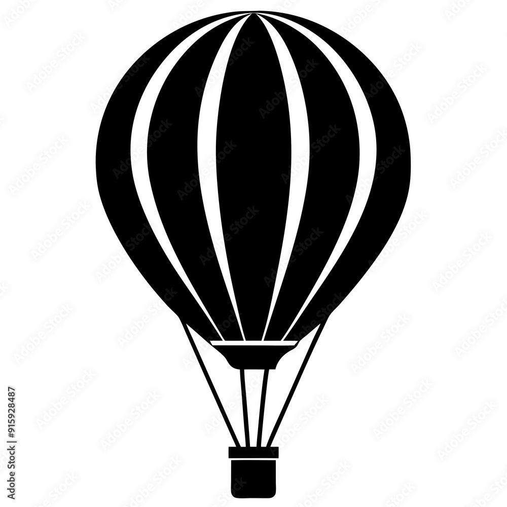 Naklejka premium Hot Air Balloon, hot air balloon vector silhouette, hot air balloon icon
