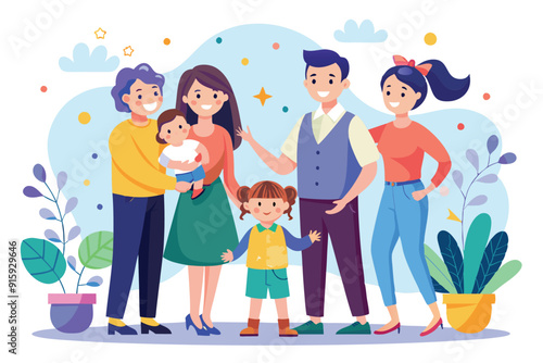 A joyful family stands together, showcasing love and unity while embracing the essence of parenting and strong family bonds