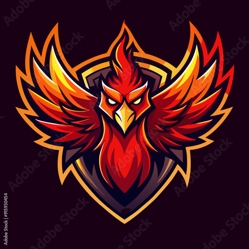 Phoenix bird mascot for sports and esports vector logo