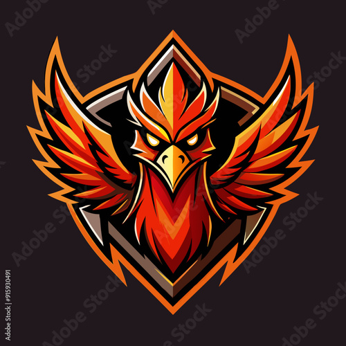 Phoenix bird mascot for sports and esports vector logo