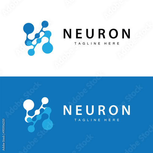 Neuron Logo Design Health Illustration DNA Molecule Nerve Cell Abstract Simple Illustration