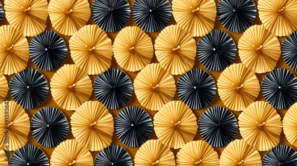 Naklejka premium Circles, Shapes, Waves, Golden Floral Objects, Abstract Image, Texture, Pattern Background, Wallpaper, Smartphone Cover and Screen, Cell Phone, Computer, Laptop, 9:16 and 16:9 Format 
