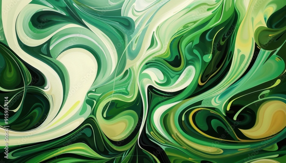 Abstract green swirling patterns created with fluid art techniques Abstract green swirling patterns created with fluid art techniques