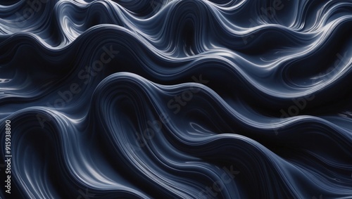 Midnight Blue Fluid Waves Abstract Organic Texture Pattern