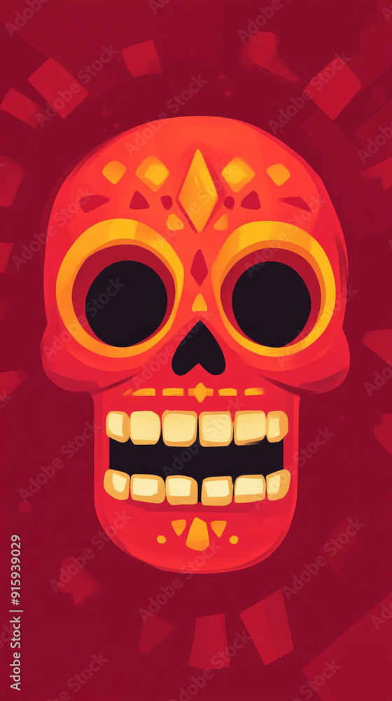 Minimalistic flat of a toony mexican skull Minimalistic flat of a toony mexican skull
