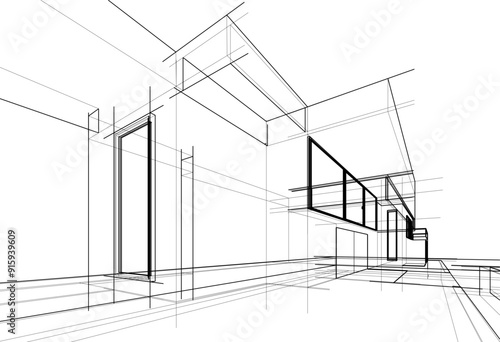 architectural sketch of a house