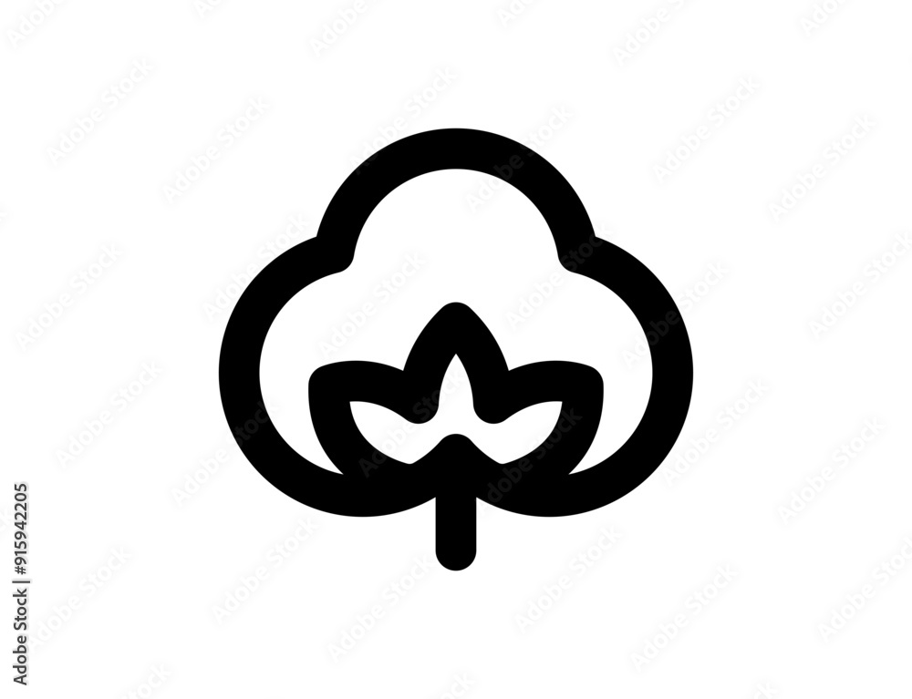 Cotton icon. Simple vector black line cotton illustration. Cotton icon. Simple vector black line cotton illustration.