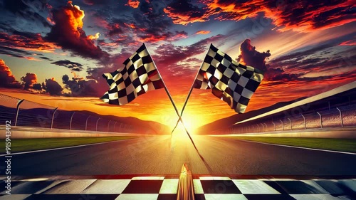 Checkered Flags at Finish Line