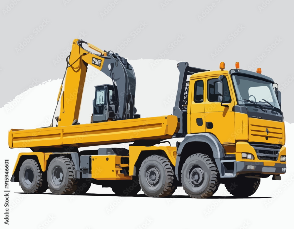 Construction machinery, truck. Commercial vehicles for work on the construction site. Vector illustration isolated on white background Construction machinery, truck. Commercial vehicles for work on the construction site. Vector illustration isolated on white background