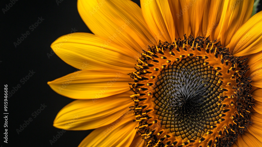 Obraz premium Professional Sunflower Photography with Dark Backdrop