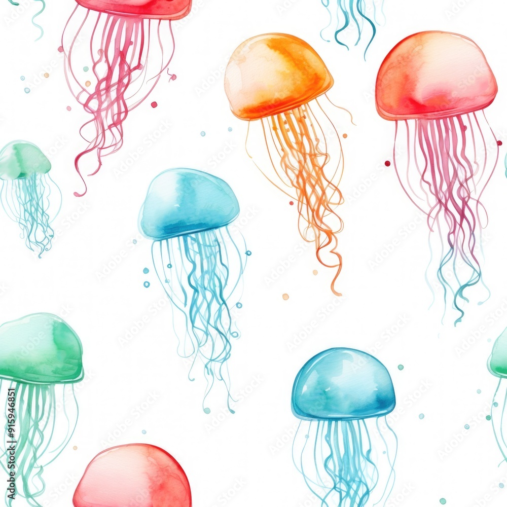 seamless pattern on a white background with jellyfish. colored bright sea animals. wallpaper . Print for fabric. Wallpaper. Endless background. seamless pattern on a white background with jellyfish. colored bright sea animals. wallpaper . Print for fabric. Wallpaper. Endless background.