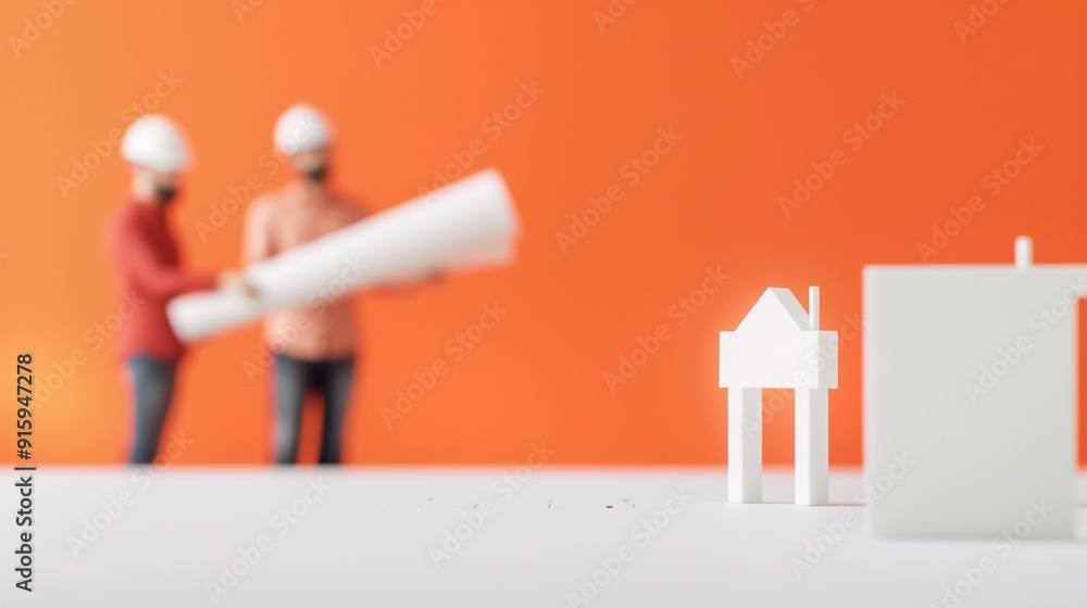 Architect Presenting Building Plans to a Client - Icon of Architectural Design Consultation with Blueprints and Client Discussion Architect Presenting Building Plans to a Client - Icon of Architectural Design Consultation with Blueprints and Client Discussion