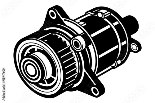 starter motor vector silhouette, starter motor vector symbol black isolated on white background