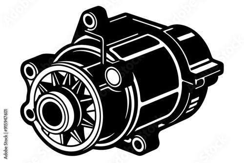 starter motor vector silhouette, starter motor vector symbol black isolated on white background