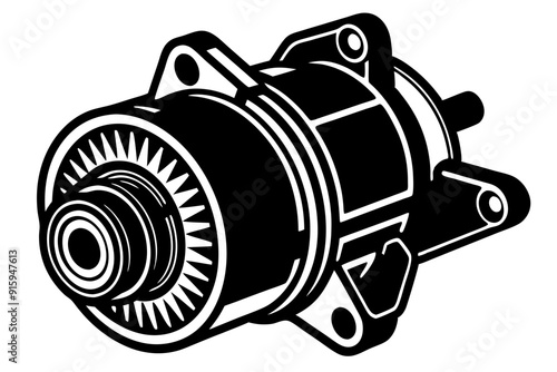 starter motor vector silhouette, starter motor vector symbol black isolated on white background