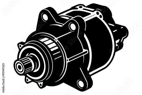starter motor vector silhouette, starter motor vector symbol black isolated on white background