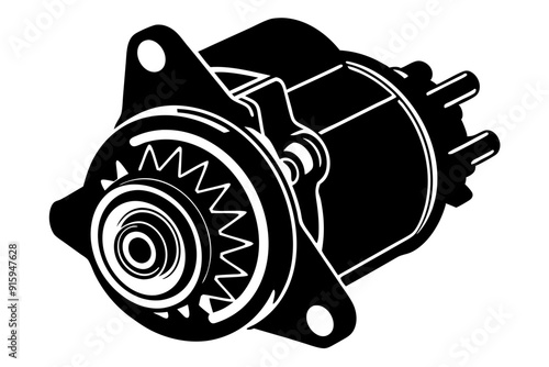 starter motor vector silhouette, starter motor vector symbol black isolated on white background
