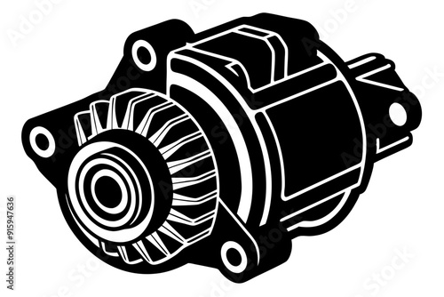 starter motor vector silhouette, starter motor vector symbol black isolated on white background