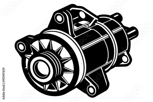 starter motor vector silhouette, starter motor vector symbol black isolated on white background
