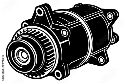starter motor vector silhouette, starter motor vector symbol black isolated on white background